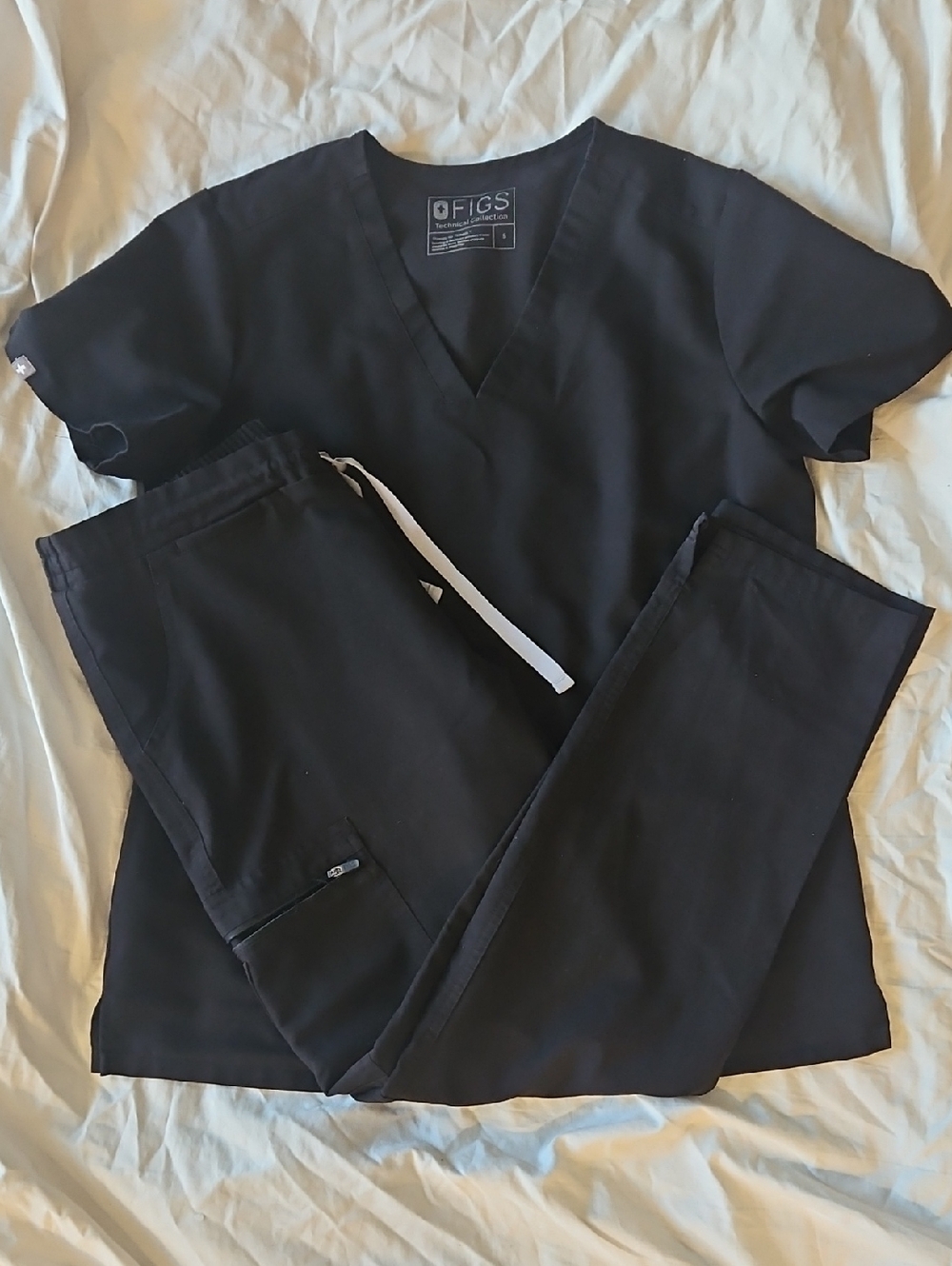Figs Womens Black Scrub Set Casma Shirt Small And Pants Small P